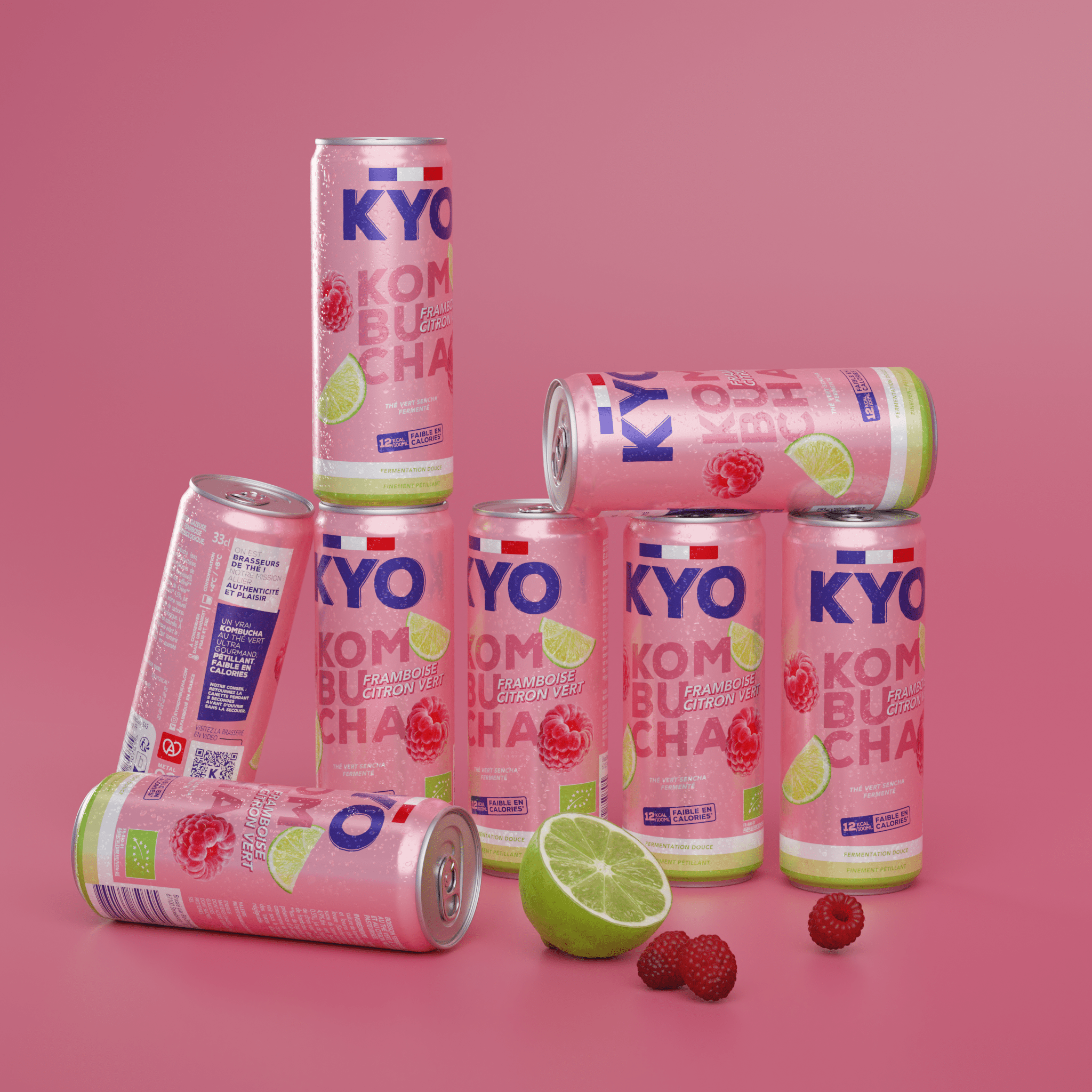 KYO KOMBUCHA - Kyo Kombucha Framboise Citron vert (8 x 33cl)